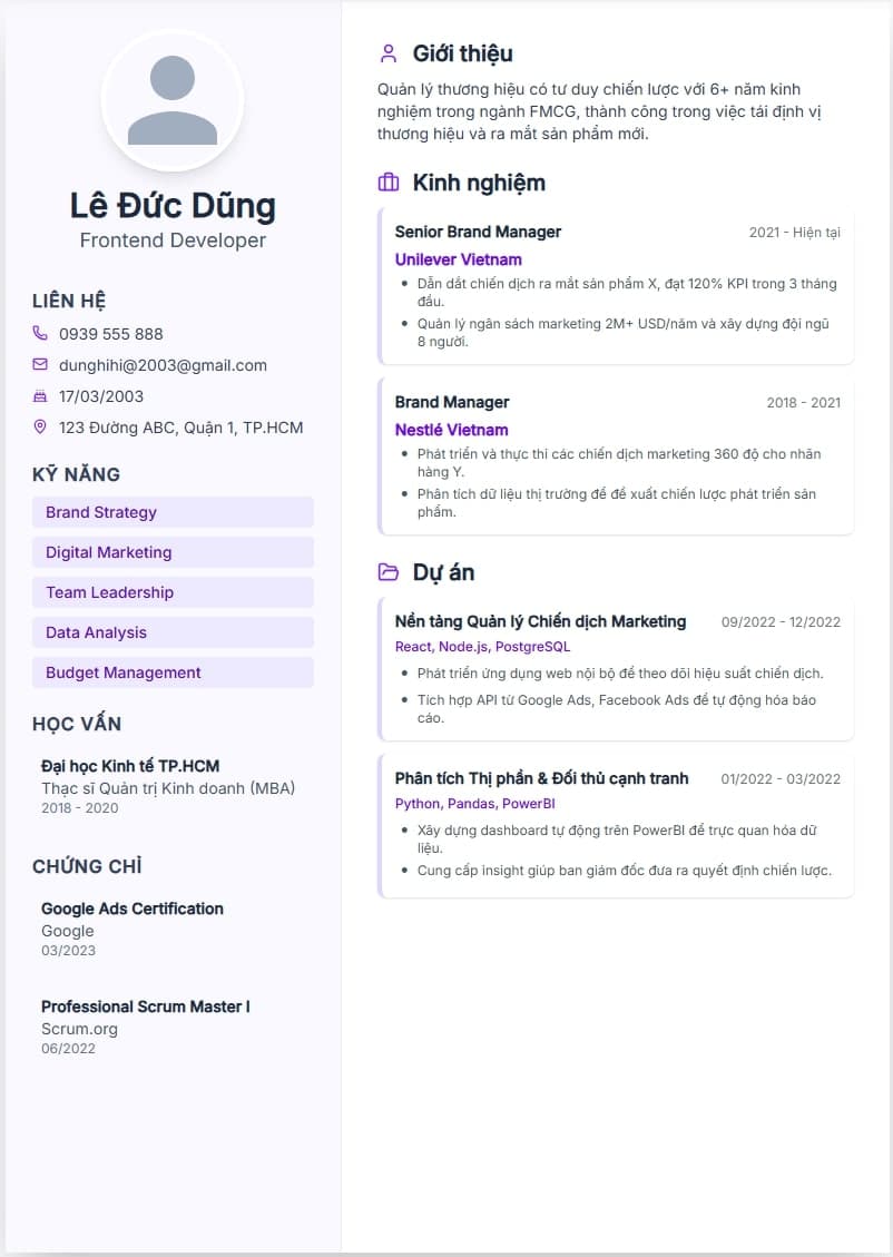 Mẫu CV Cổ Điển